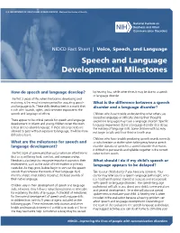 Speech and Language Developmental Milestones