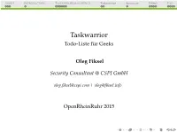 Taskwarrior Summary DEMO END