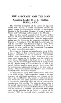 THE AIRCRAFT and the MAN Squadron-Leader H. J. L. Hinkler, D.S.M., A.F.C