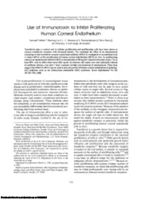 Use of Immunotoxin to Inhibit Proliferating Human Corneal Endothelium