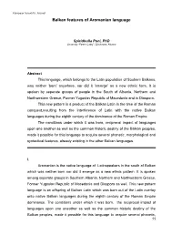 Balkan Features of Aromanian Language