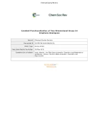 Covalent Functionalization of Two-Dimensional Group 14 Graphane Analogues