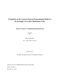 Evaluation of the Coarray Fortran Programming Model on the Example of a Lattice Boltzmann Code