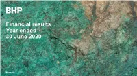 Financial Results Year Ended 30 June 2020