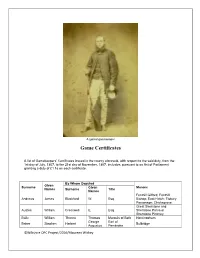 Game Certificates