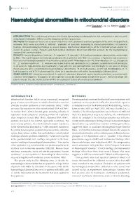 Haematological Abnormalities in Mitochondrial Disorders