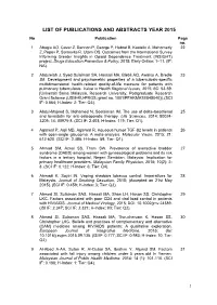 LIST of PUBLICATIONS and ABSTRACTS YEAR 2015 No Publication Page No