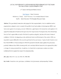 Local Governance and Business Performance in Vietnam: Transaction Costs Perspective