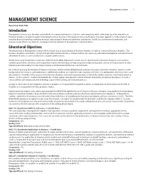 Management Science 1