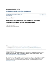 Multi-Omic Understanding of the Evolution of Xenobiotic Tolerance in Bacterial Isolates and Communities