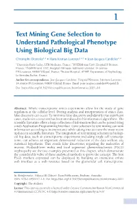 Text Mining Gene Selection to Understand Pathological Phenotype Using Biological Big Data