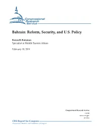 Bahrain: Reform, Security, and U.S. Policy