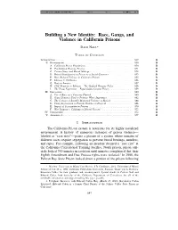 Building a New Identity: Race, Gangs, and Violence in California Prisons