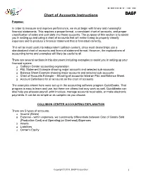 Chart of Accounts Instructions