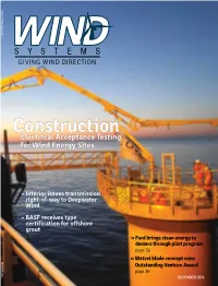 CONSTRUCTION Construction Electrical Acceptance Testing for Wind Energy Sites