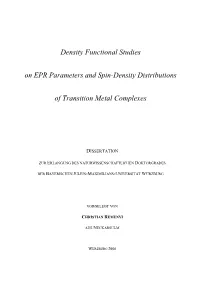 Density Functional Studies on EPR Parameters and Spin-Density Distributions