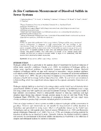 In Situ Continuous Measurement of Dissolved Sulfide in Sewer Systems