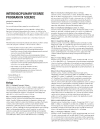 Interdisciplinary Degree Program in Science 1