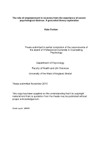 Kate Fenton Thesis Submitted in Partial Completion of The