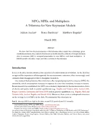 Mpcs, Mpes, and Multipliers: a Trilemma for New Keynesian Models