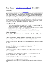 Peter Blasser CV