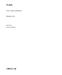 PL/SQL User's Guide and Reference