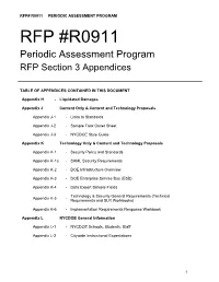 RFP #R0911 Periodic Assessment Program RFP Section 3 Appendices
