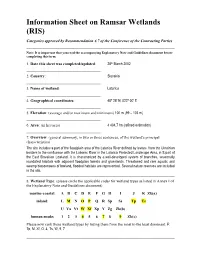 RIS) Categories Approved by Recommendation 4.7 of the Conference of the Contracting Parties