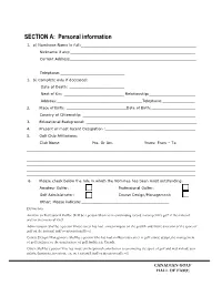 SECTION A: Personal Information 1