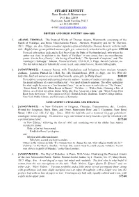 STUART BENNETT Rare Books & Manuscripts