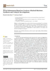 Synthesis and Catalytic Investigations