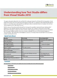 Understanding How Test Studio Differs from Visual Studio 2010