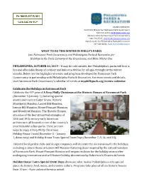 WHAT to DO THIS WINTER in PHILLY's PARKS Join Fairmount