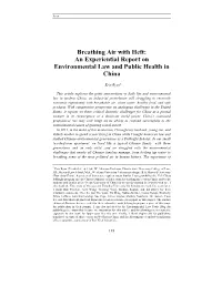 Breathing Air with Heft: an Experiential Report on Environmental Law and Public Health in China
