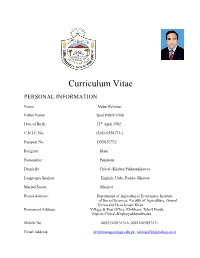 Curriculum Vitae PERSONAL INFORMATION