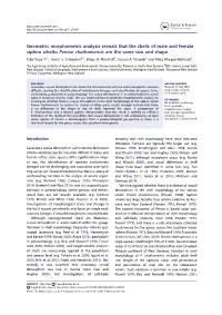 Geometric Morphometric Analysis Reveals That the Shells of Male and Female Siphon Whelks Penion Chathamensis Are the Same Size and Shape Felix Vaux A, James S