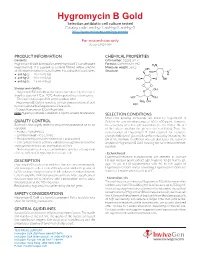Hygromycin B Gold | Data Sheet | Invivogen
