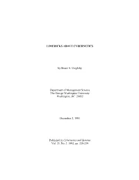 LIMERICKS ABOUT CYBERNETICS by Stuart A. Umpleby Department Of