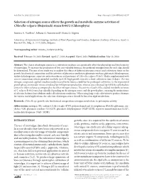 Selection of Nitrogen Source Affects the Growth and Metabolic Enzyme Activities of Chlorella Vulgaris (Beijerinck) Strain R-06/2 (Chlorophyta)