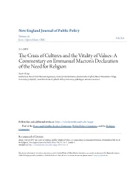 A Commentary on Emmanuel Macron's Declaration of the Need