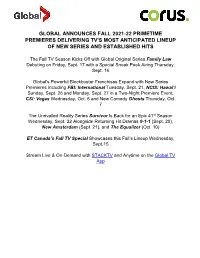 Global 2021 Fall Premiere Dates Announcement Final