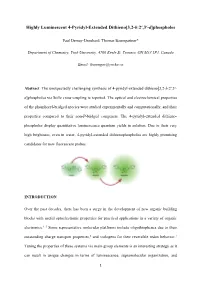 Highly Luminescent 4-Pyridyl-Extended Dithieno[3,2-B:2′,3′-D]Phospholes