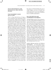 Peace Movements and Religion in the U.S