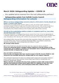 Safeguarding Update – COVID 19