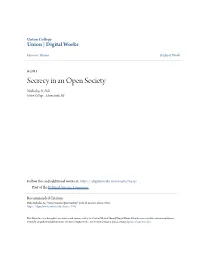 Secrecy in an Open Society Nicholas A