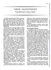 STRESS INCONTINENCE by JOHN BEATTIE, M.D., F.R.C.S., F.R.C.O.G