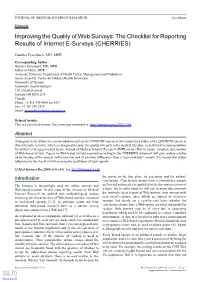 The Checklist for Reporting Results of Internet E-Surveys (CHERRIES)