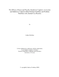 The Effects of Stress and Placebo Alcohol on Cognitive Activation and Inhibitory Control in Male Problem Gamblers and Problem Gamblers with Alcohol Use Disorder