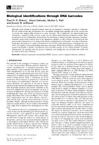 Biological Identifications Through DNA Barcodes