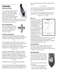 Colorimeter a  K  C (Beer’S Law) (Order Code COL-BTA) Where K Is a Proportionality Constant